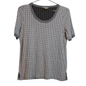 Joh Gray Short Sleeve Patterned Textured Knit Tee Contemporary Size L